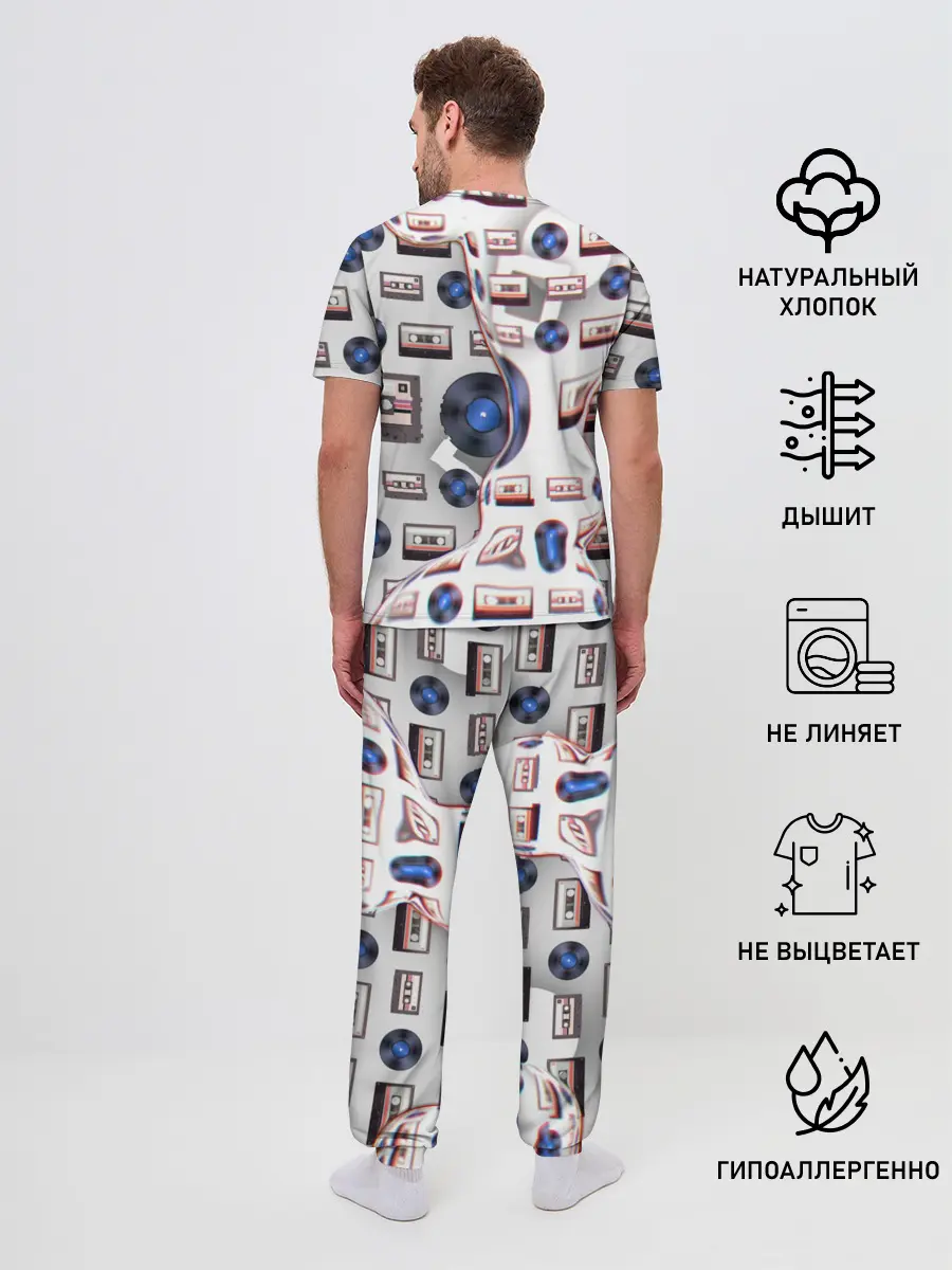 Мужская пижама с брюками / дискотека 80