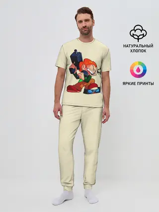 Мужская пижама с брюками / Пико с оружием