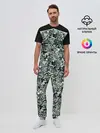 Мужская пижама с брюками / Черно-зеленые каракули