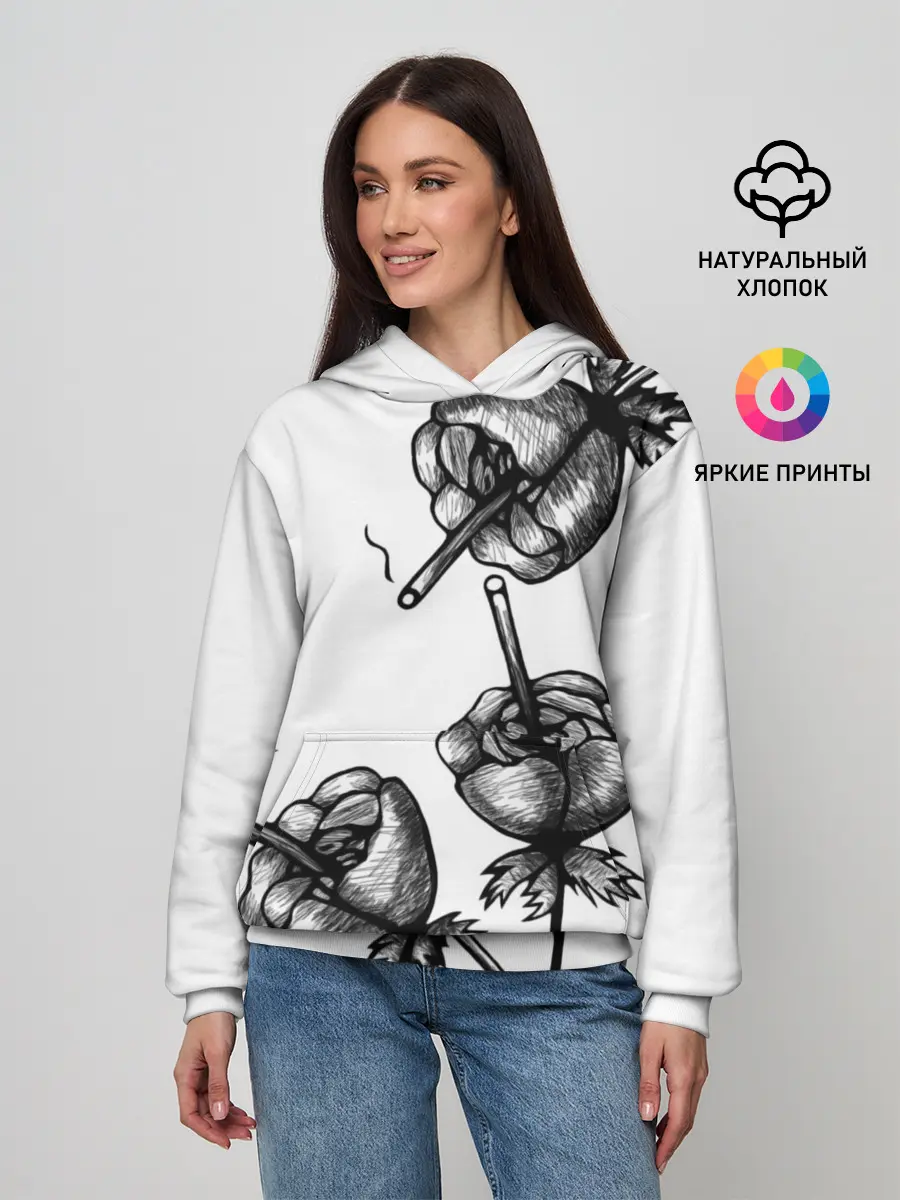 Женское худи / Дымящие розы