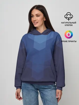 Женское худи / Сине-черная Геометрия Линий