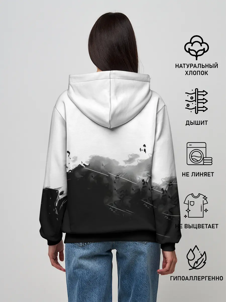 Женское худи / Канеки Кен черно-белый