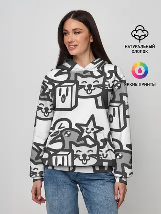 Женское худи / Чёрно-белые дудлы