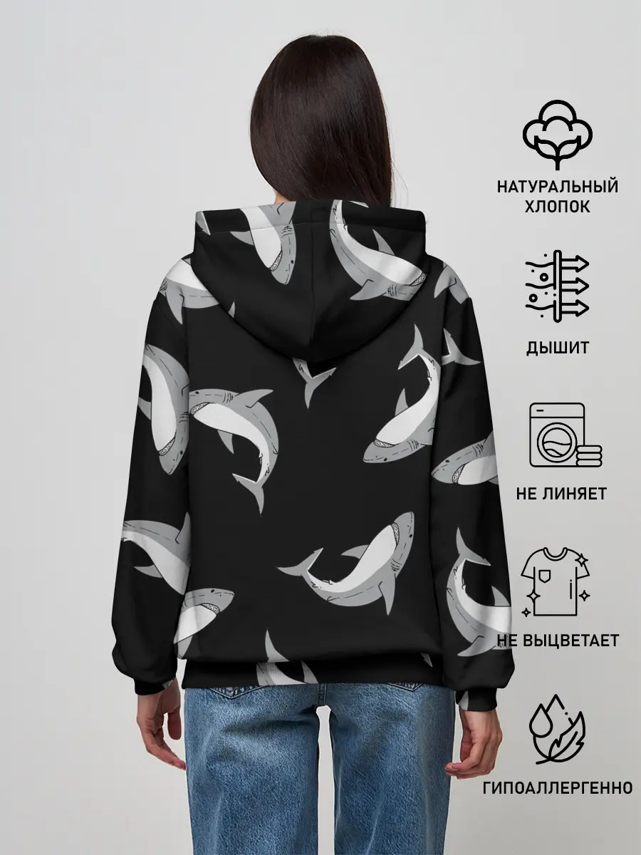 Женское худи / Акулы