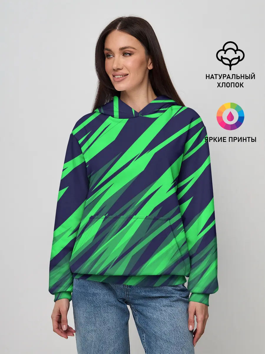 Женское худи / Абстрактный дизайн ,,Зелень