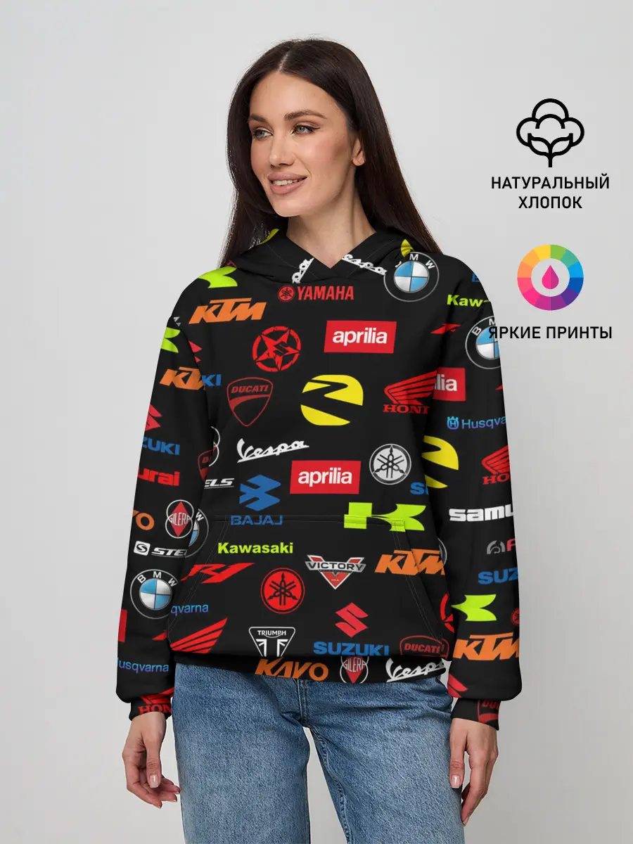 Женское худи / Motorcycle pattern | Мото паттерн