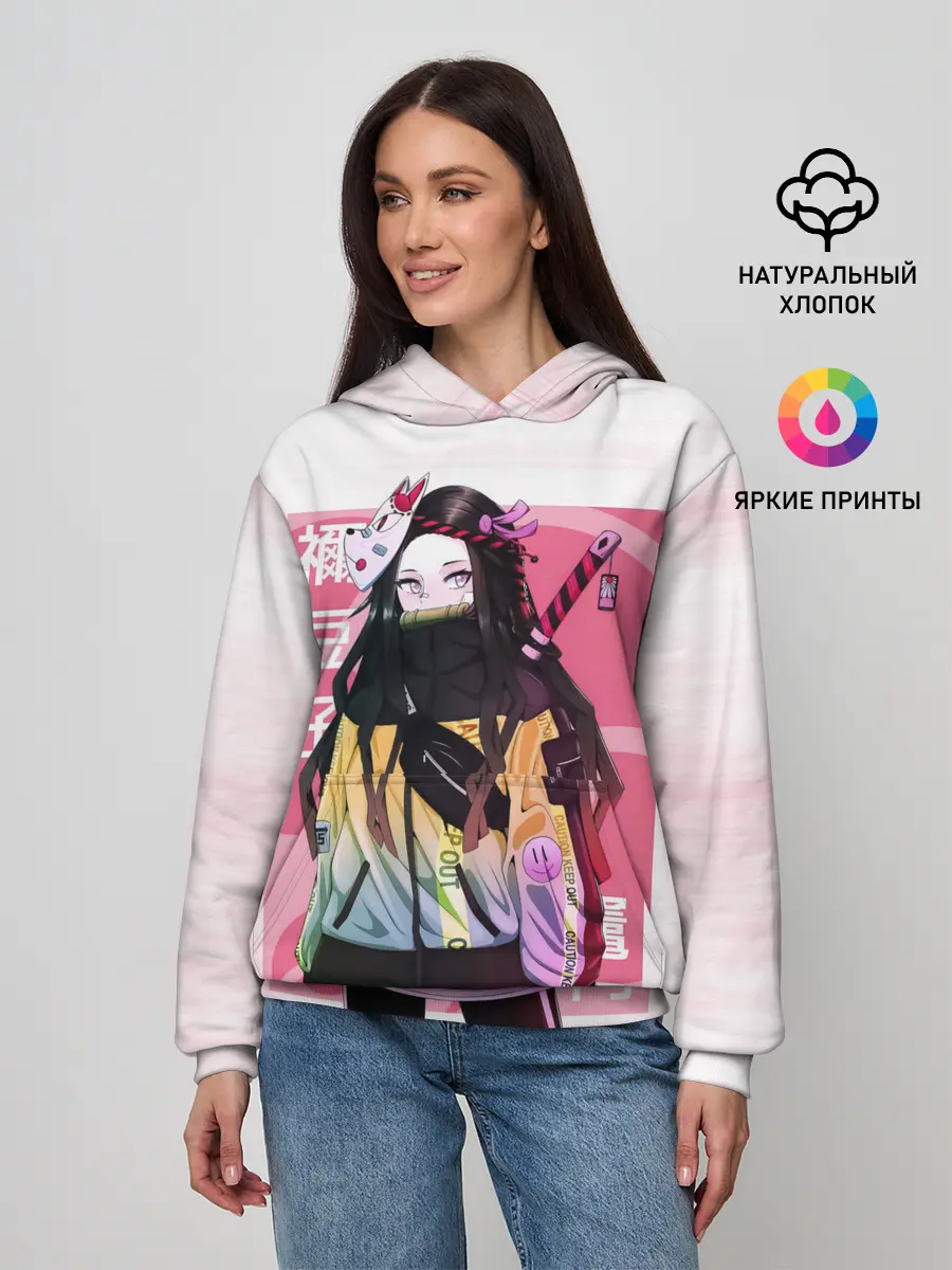 Женское худи / Kimetsu no yaiba розовое