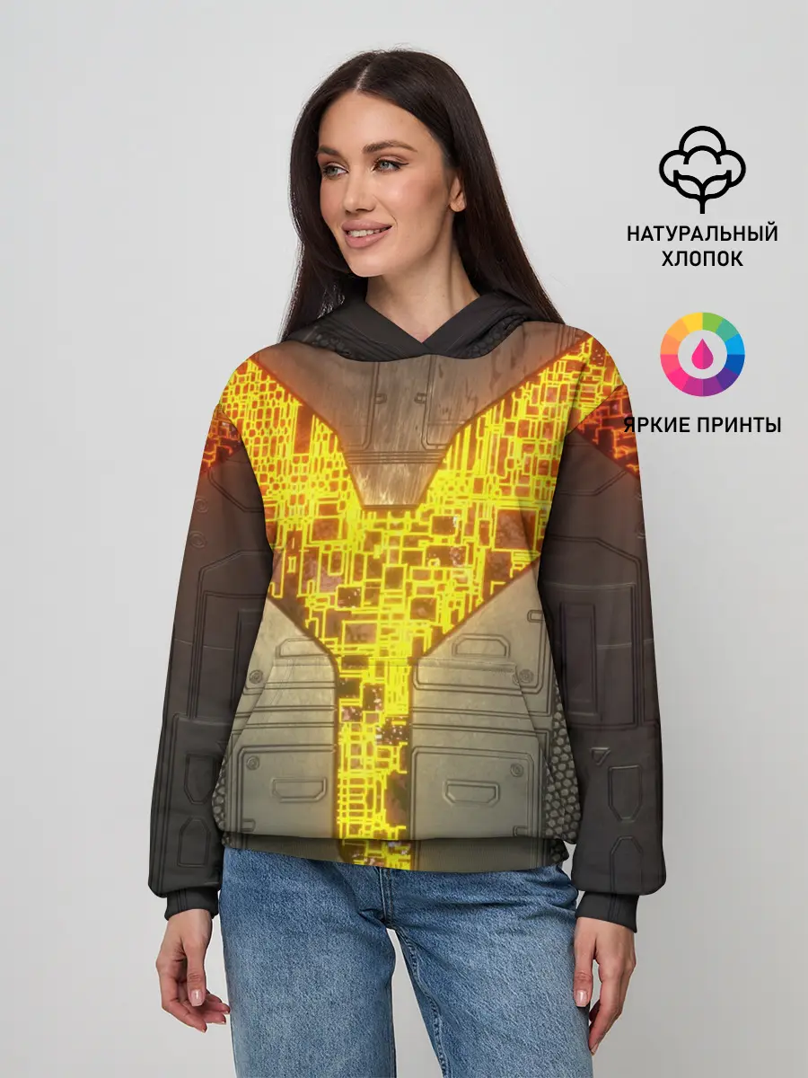 Женское худи / Неоновая внутренность 3D