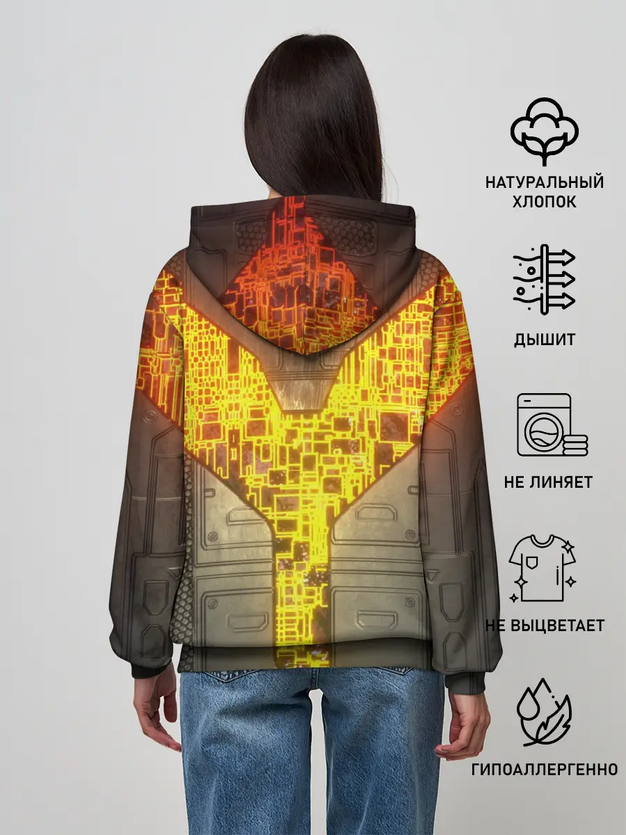 Женское худи / Неоновая внутренность 3D