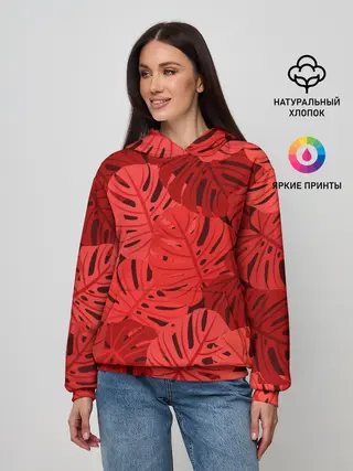 Женское худи / Тропические листья Монстера