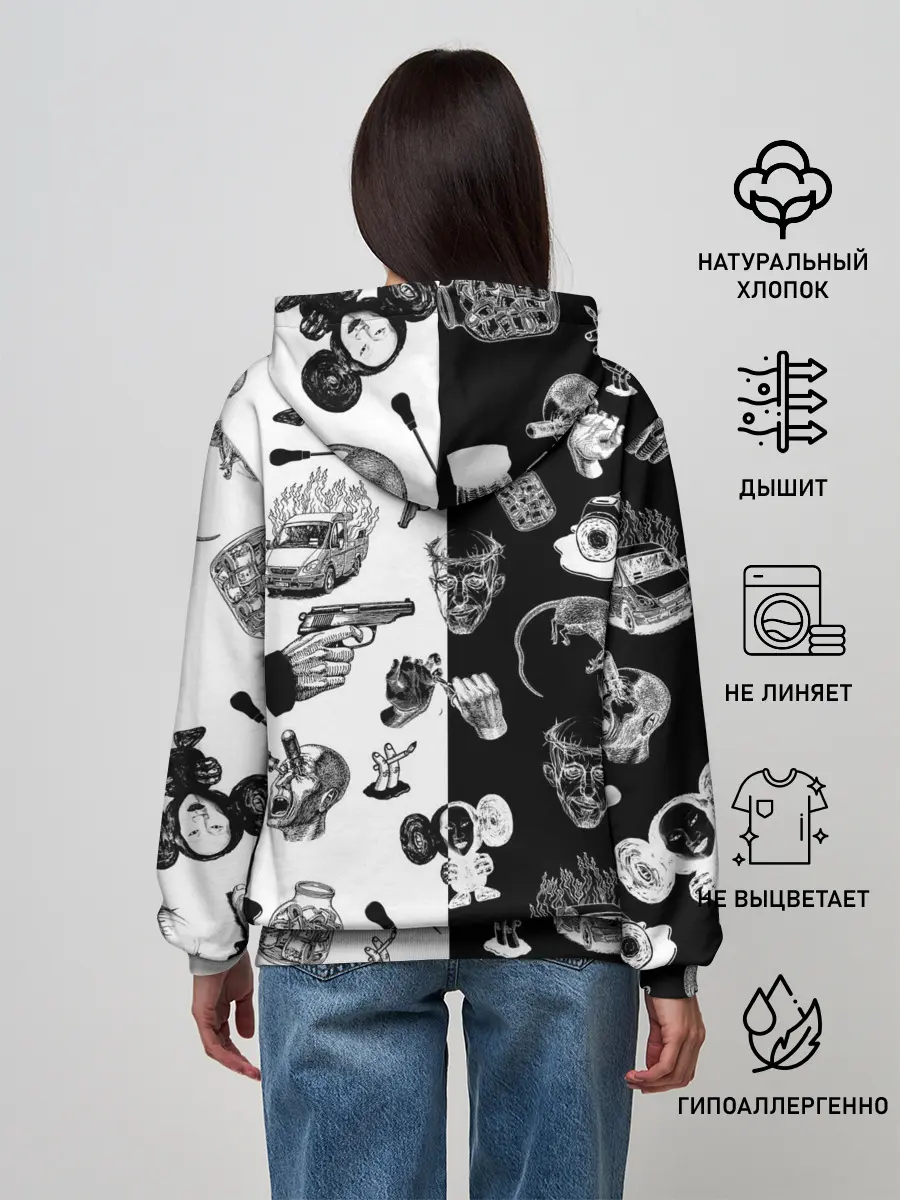 Женское худи / КРОВОСТОК ТАТУИРОВКИ ЧБ