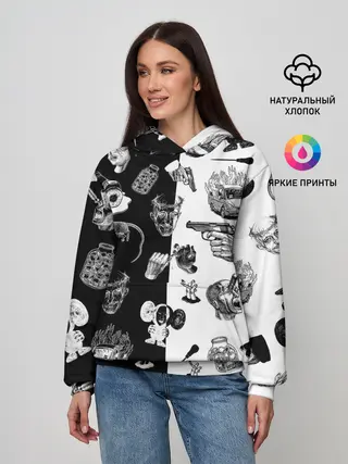 Женское худи / КРОВОСТОК ТАТУИРОВКИ ЧБ