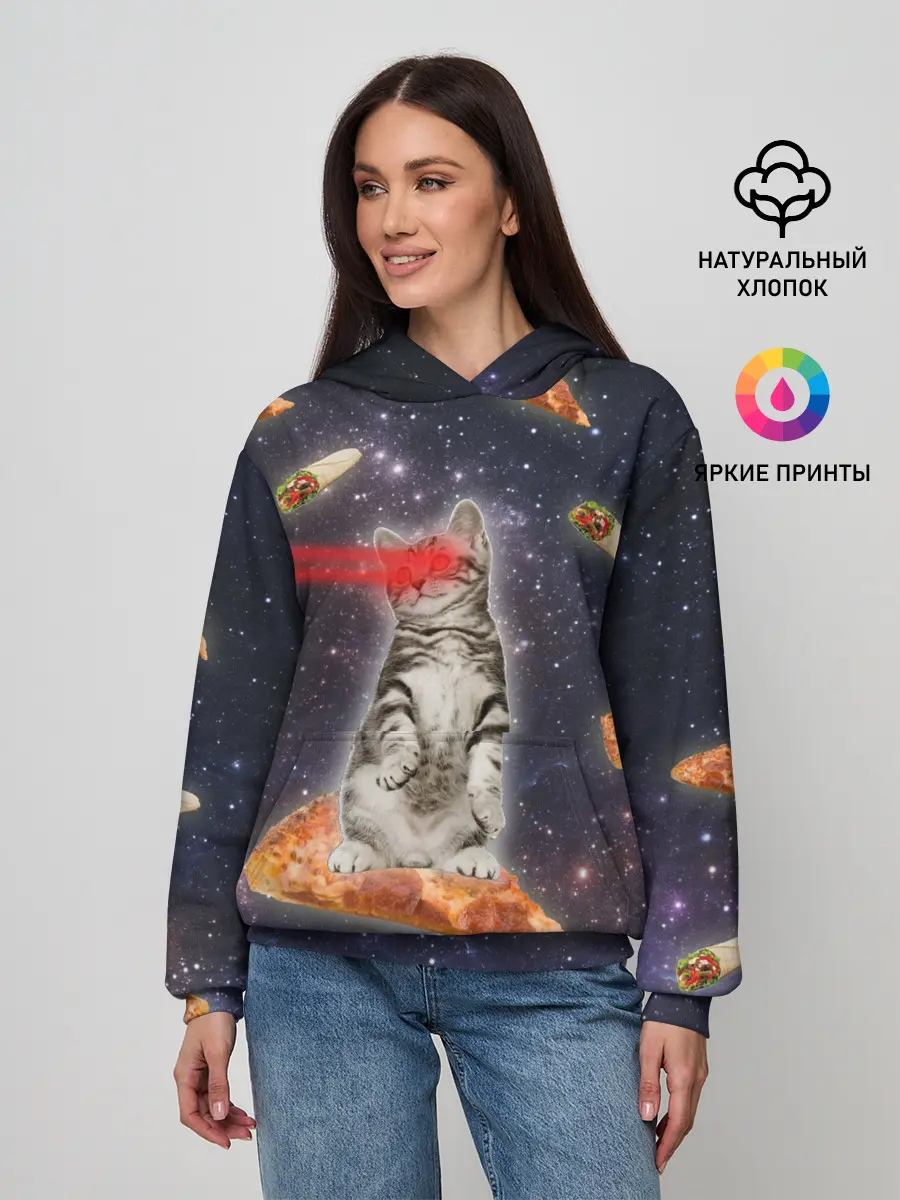 Женское худи / Котик в космосе