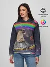 Женское худи / Мопс на черепахе в космосе