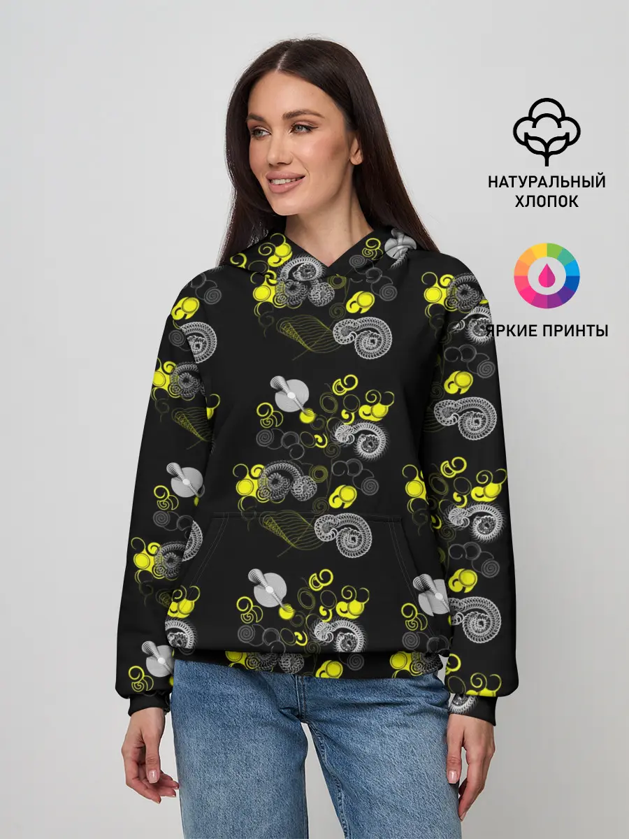 Женское худи / неоновая абстракция