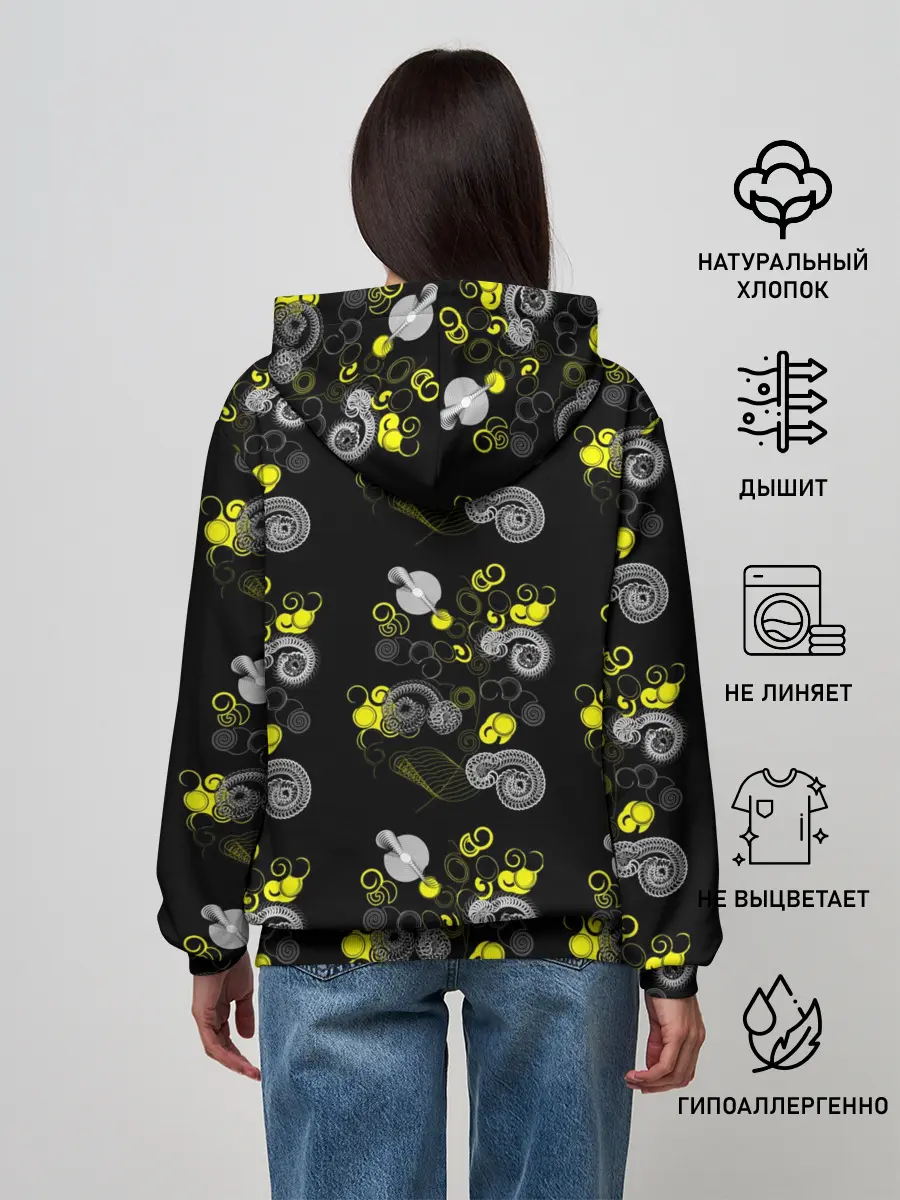 Женское худи / неоновая абстракция