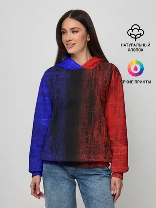 Женское худи / Сине-Красная Текстура