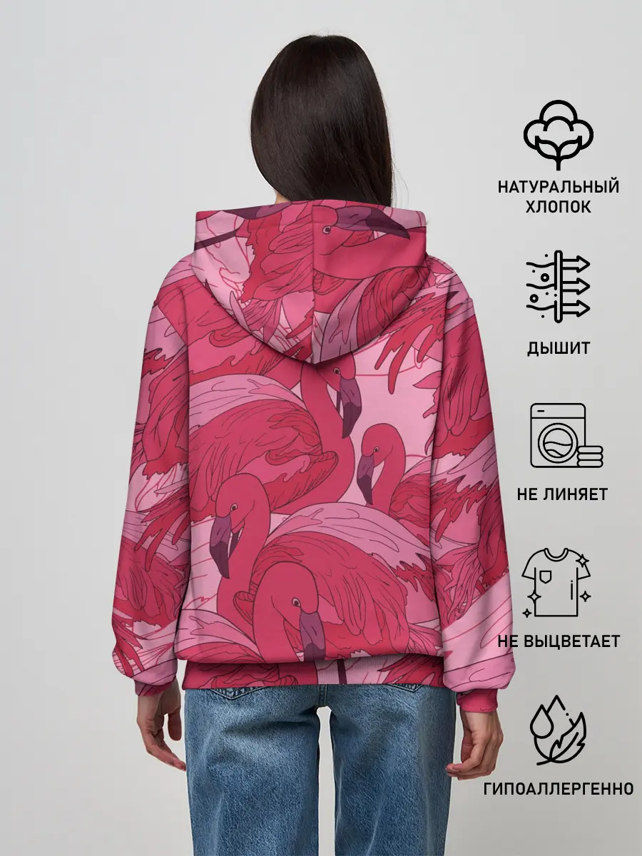 Женское худи / розовые фламинго