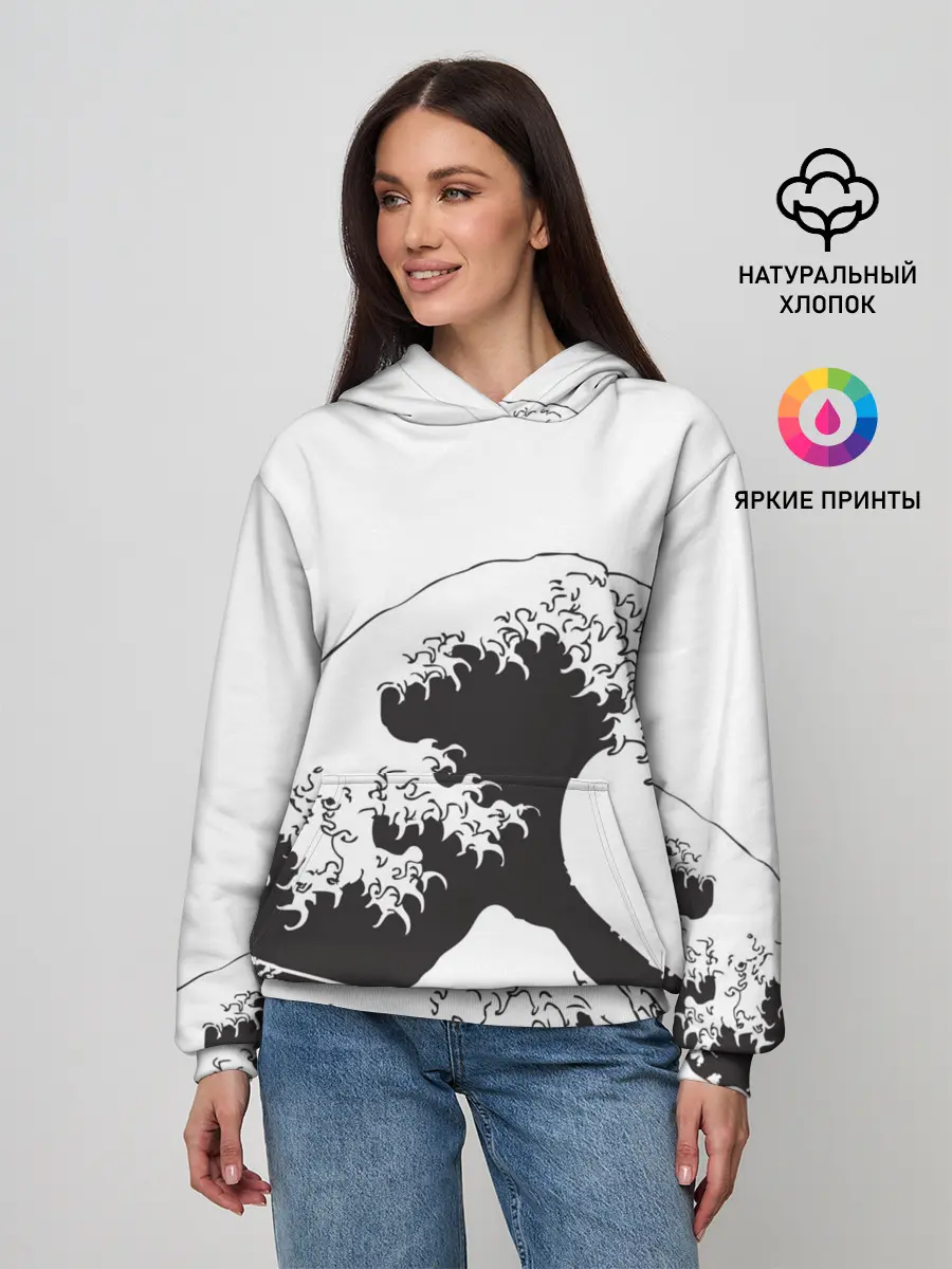 Женское худи / Волна Канагава Япония | Sea Wave