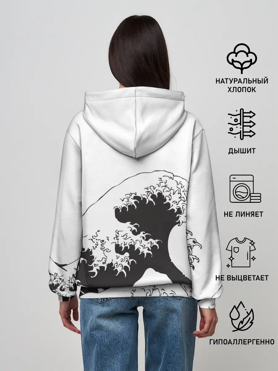 Женское худи / Волна Канагава Япония | Sea Wave