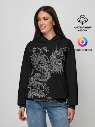 Женское худи / ЧБ Дракон