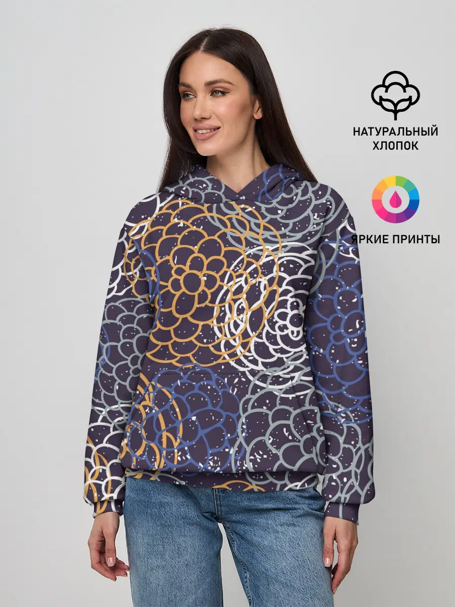 Женское худи / текстура японские узоры