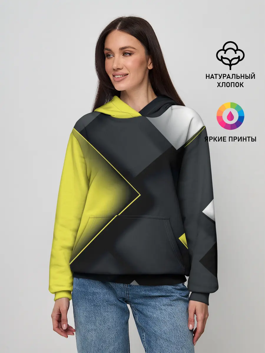 Женское худи / Желто черный ромб