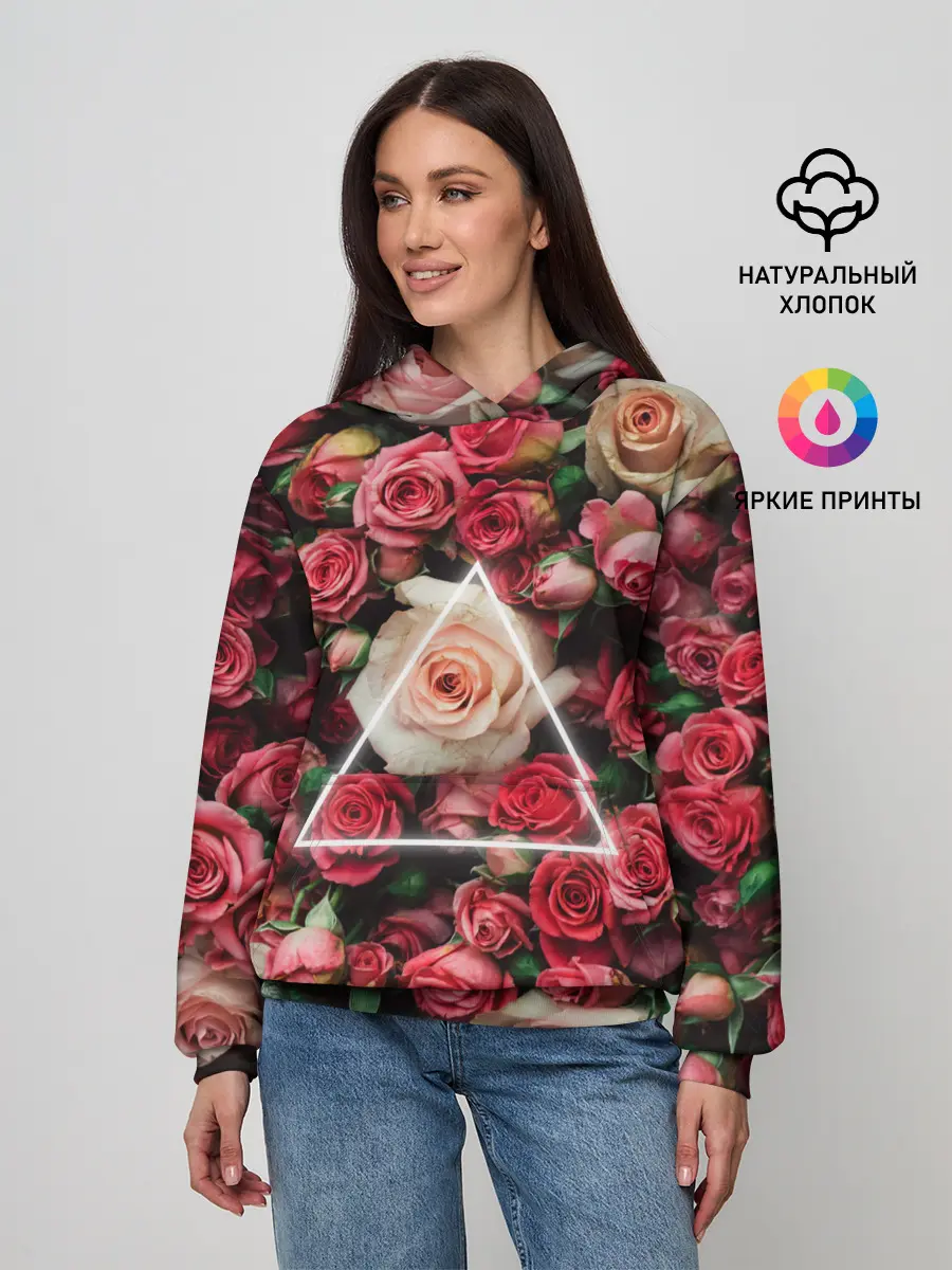 Женское худи / ROSE NEON | РОЗЫ НЕОН