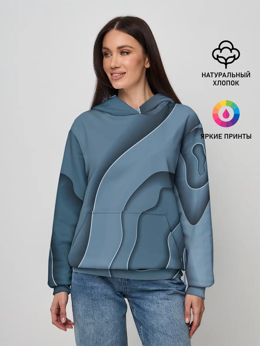 Женское худи / Абстракция бумажные волны