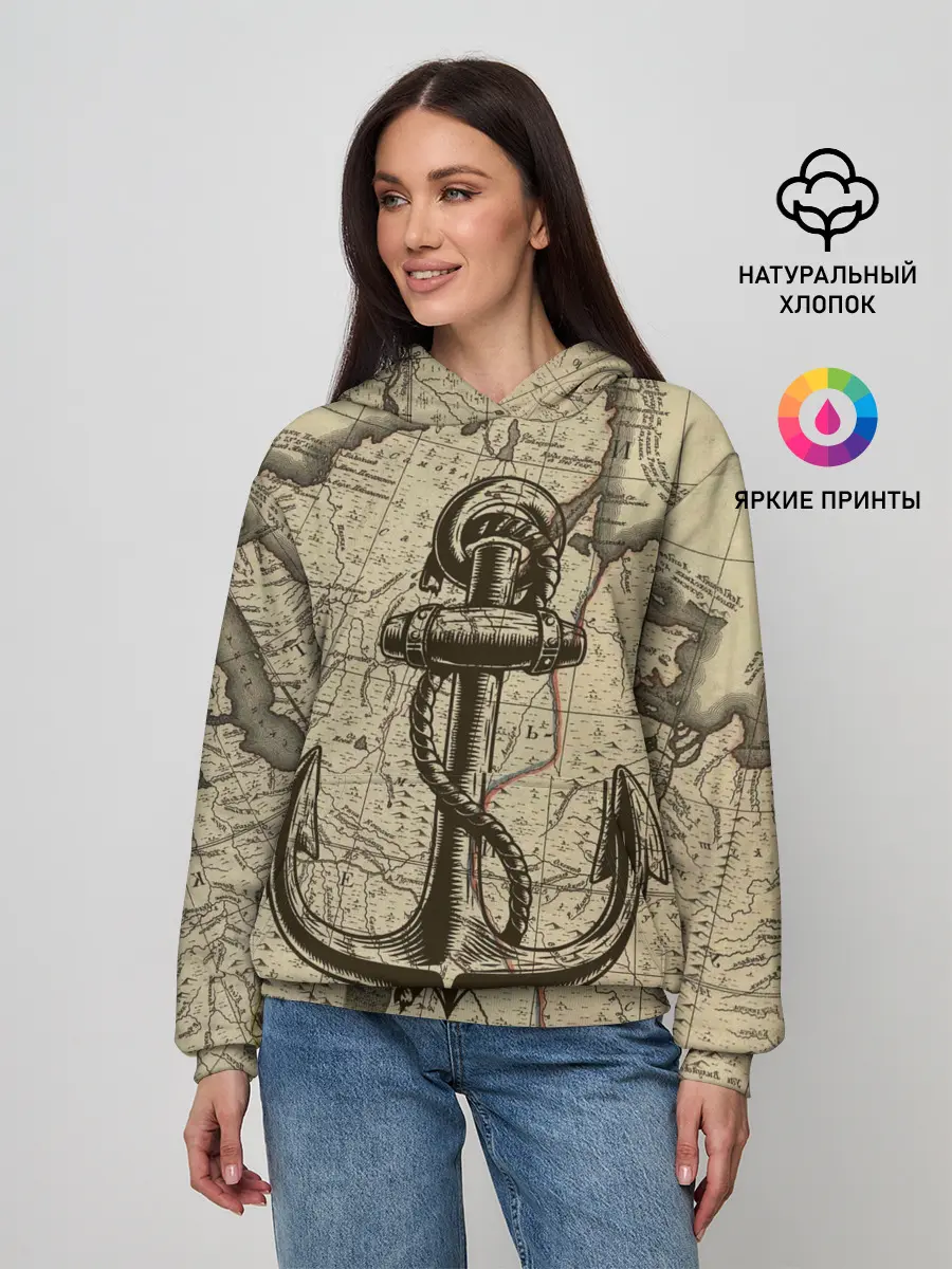Женское худи / Морская Карта