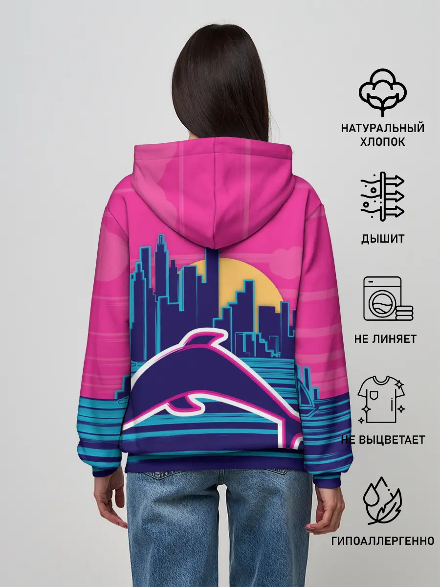 Женское худи / Ретро дельфин