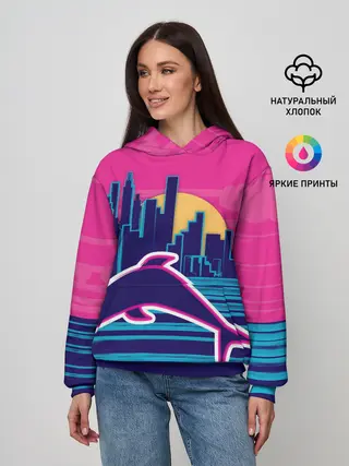 Женское худи / Ретро дельфин