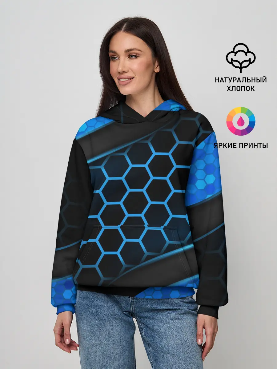 Женское худи / 3D luxury blue 3Д СОТЫ и плиты