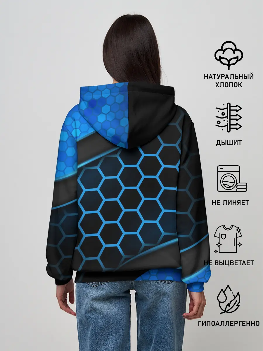 Женское худи / 3D luxury blue 3Д СОТЫ и плиты