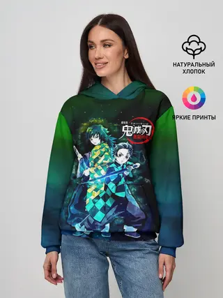 Женское худи / Гию и Танджиро Kimetsu no Yaiba