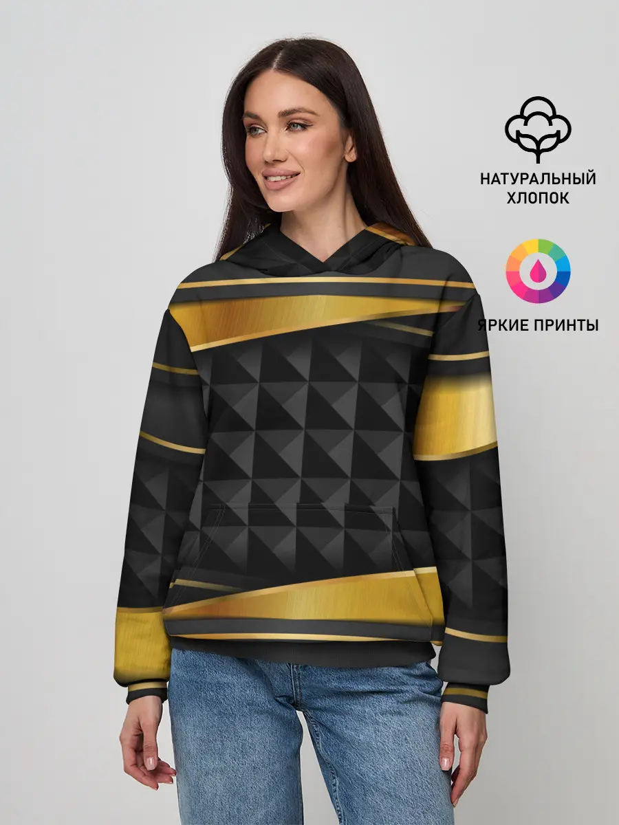 Женское худи / 3D luxury black gold Плиты 3Д
