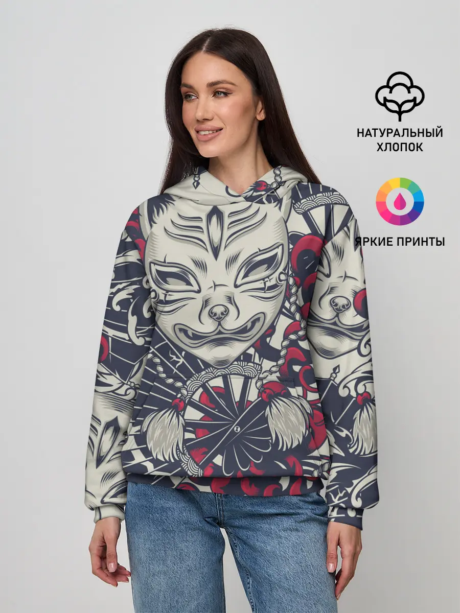 Женское худи / Кицунэ | Маска лисы