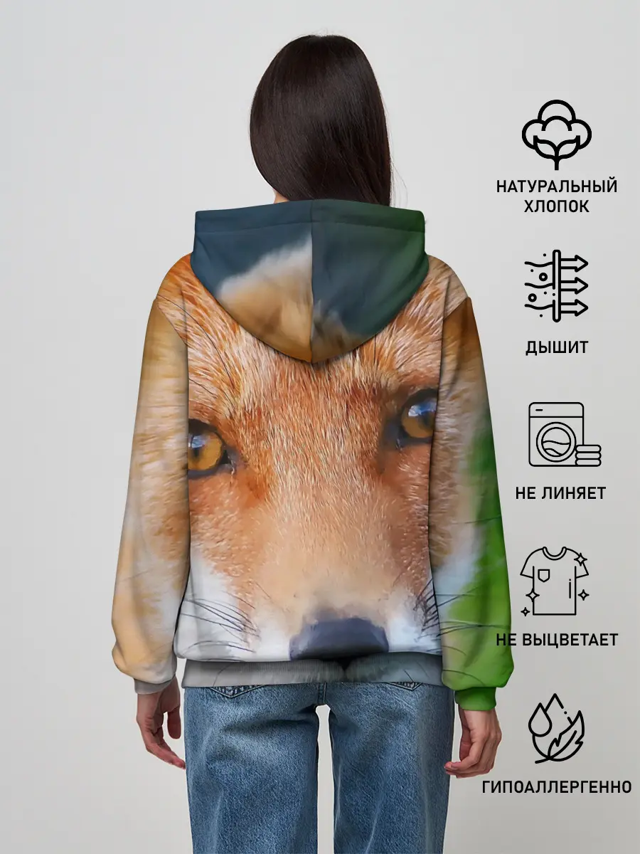 Женское худи / Крупно мордочка лисы