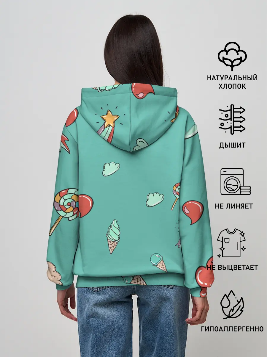 Женское худи / Единорог с мороженкой