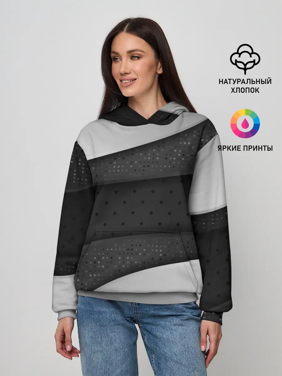 Женское худи / 3D luxury style silver black
