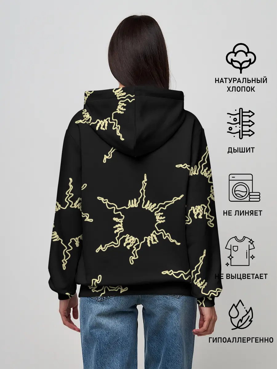 Женское худи / чёрное солнце