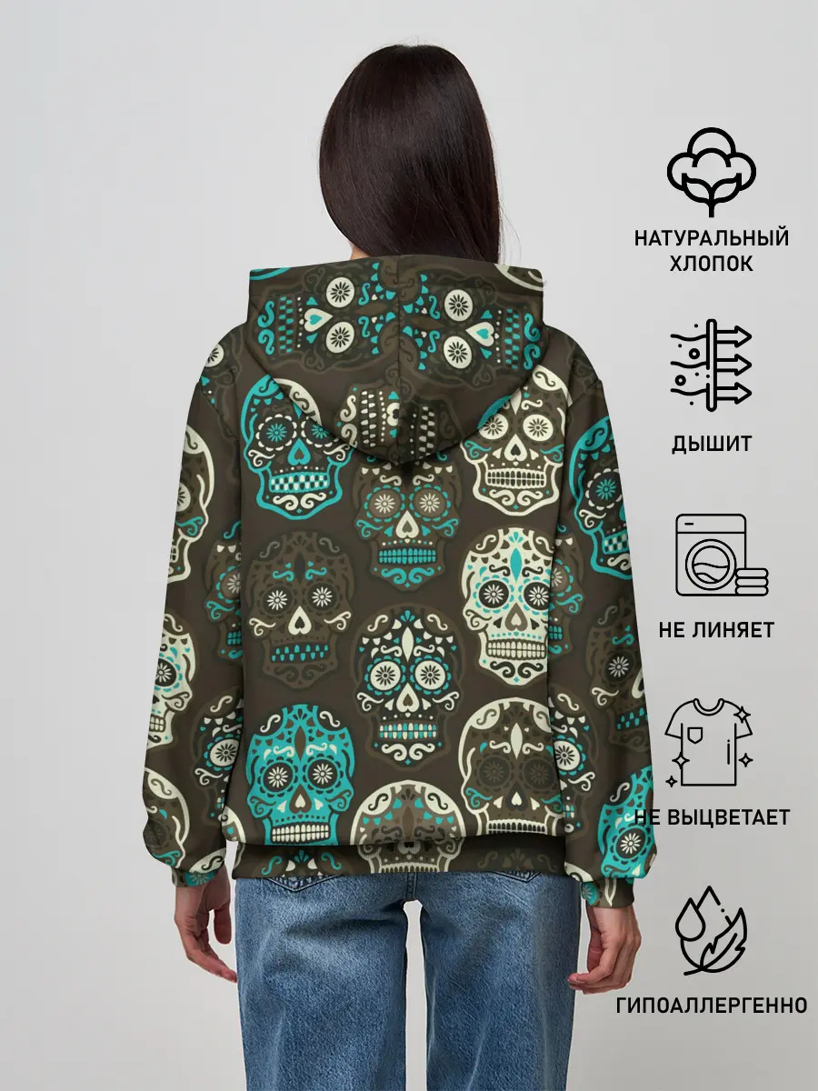 Женское худи / Черепа с узорами