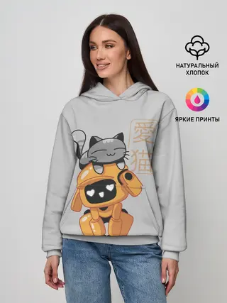 Женское худи / Cat and Robot