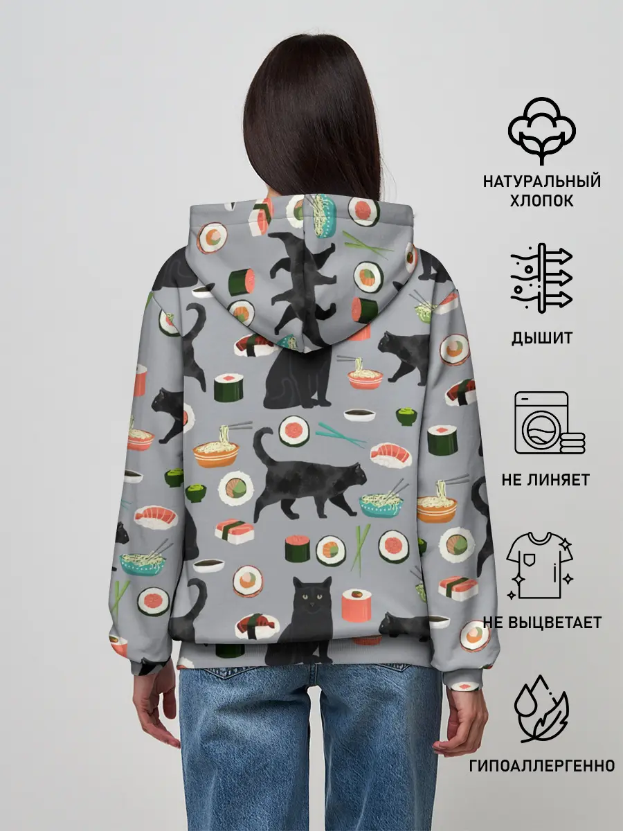 Женское худи / Котики и Суши