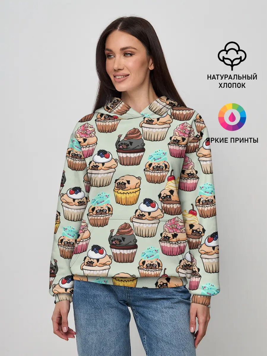 Женское худи / Мопсы - Кексики