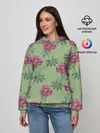 Женское худи / Пионы на светло зеленом фоне