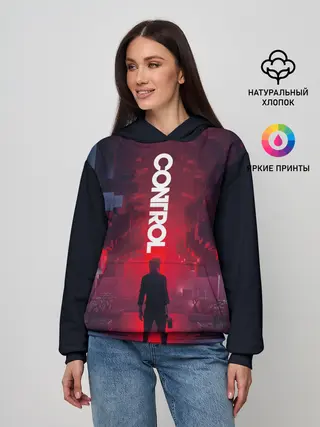 Женское худи / Control лого над Героиней