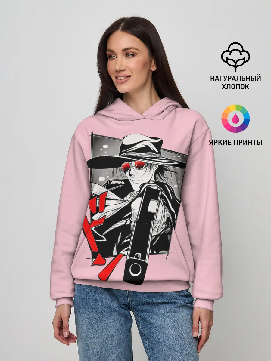 Женское худи / Алукард на розовом фоне
