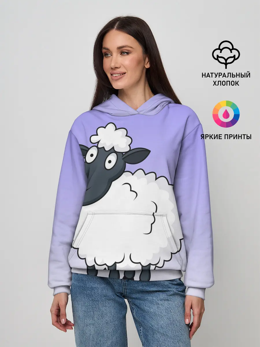 Женское худи / Нарисованный милый барашек