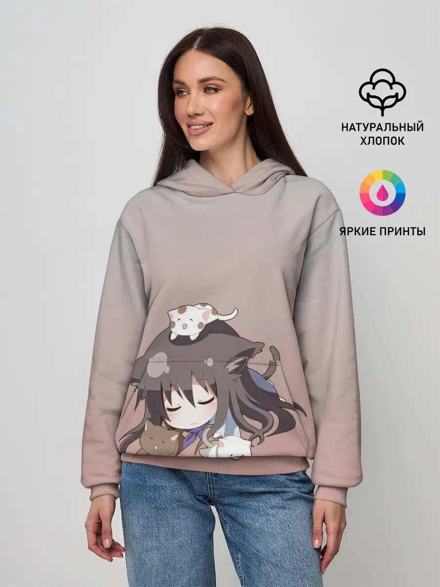 Женское худи / малышка спит ушки котики